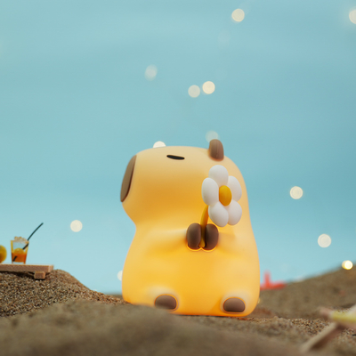 현대 디자인 실리콘 카피바라 야간 램프 휴대용 USB 재충전 가능한 LED 광원 터치 제어 동물 램프 침실