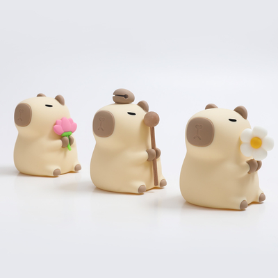 귀여운 실리콘 카피바라 야간등 어린이 야간등 선물 USB 재충전 동물 실리콘 야간등