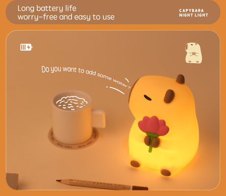 현대 디자인 실리콘 카피바라 야간 램프 휴대용 USB 재충전 가능한 LED 광원 터치 제어 동물 램프 침실