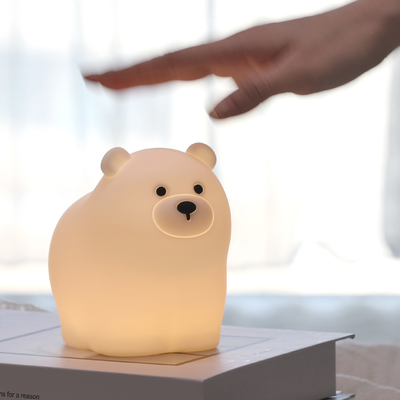 Muid 작은 흰 곰 패팅 램프 실리콘 어린이 부드러운 아기 빛 잠자리 옆 침실 터치 밤 빛