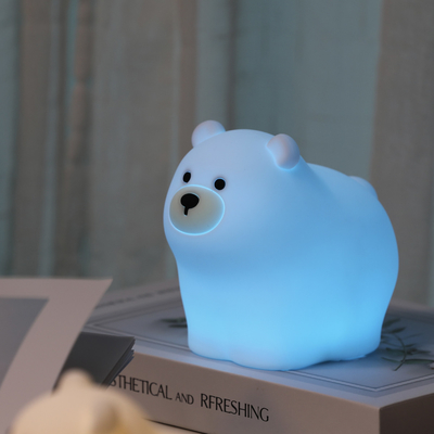 Muid 작은 흰 곰 패팅 램프 실리콘 어린이 부드러운 아기 빛 잠자리 옆 침실 터치 밤 빛