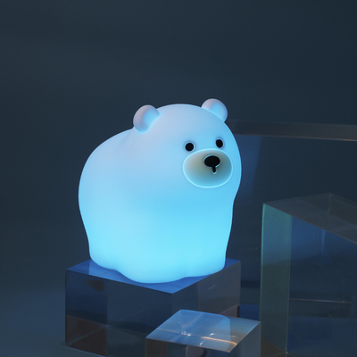 OEM LED 귀여운 만화 실리콘 곰 잠자리 램프 Usb 재충전 가능한 밤 램프 아기 침실 침대 나이트 라이트