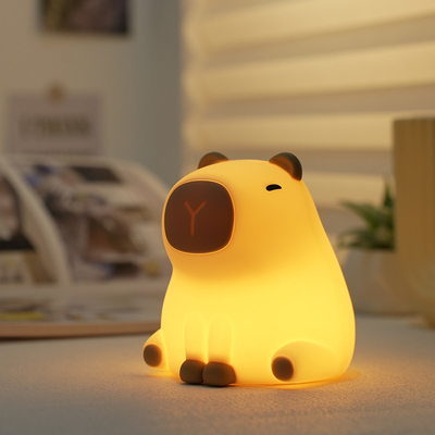 새 귀여운 카피바라 실리콘 밤등 USB 재충전 Led Pat Lamp 타이밍 디밍 장식 테이블 수면 밤등