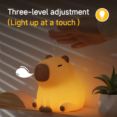 새 귀여운 카피바라 실리콘 밤등 USB 재충전 Led Pat Lamp 타이밍 디밍 장식 테이블 수면 밤등