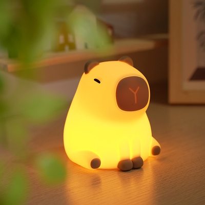 USB 재충전 가능한 디밍 카피바라 야간 조명 실리콘 야간 조명 어린이 침실 침대 옆 테이블 램프