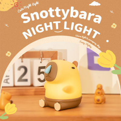 소매 카피바라 밤 빛 귀여운 동물 밤 램프 스노티바라 실리콘 터치 라이트 장식 휴대용 재충전 가능한 어린이용