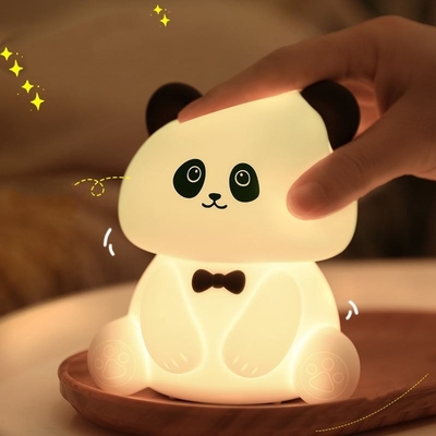 귀여운 동물 USB 재충전 가능한 아기 램프 실리콘 판다 LED 야간등 어린이 야간등