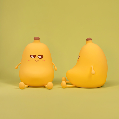 귀여운 바나나 만화 과일 LED 야간 빛 실리콘 램프 터치 센서 타이밍 USB 재충전 어린이 침실 생일 선물