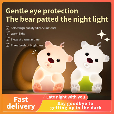 귀여운 곰 모양 실리콘 나이트 라이트 실리콘 침실 장식 테이블 재충전 침대 옆 램프