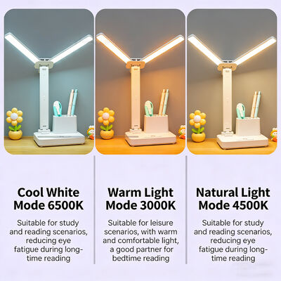 USB 충전 포트와 여러 밝기 조절 기능이 있는 휴대용 LED 테이블 램프, 여행 및 학습에 이상적